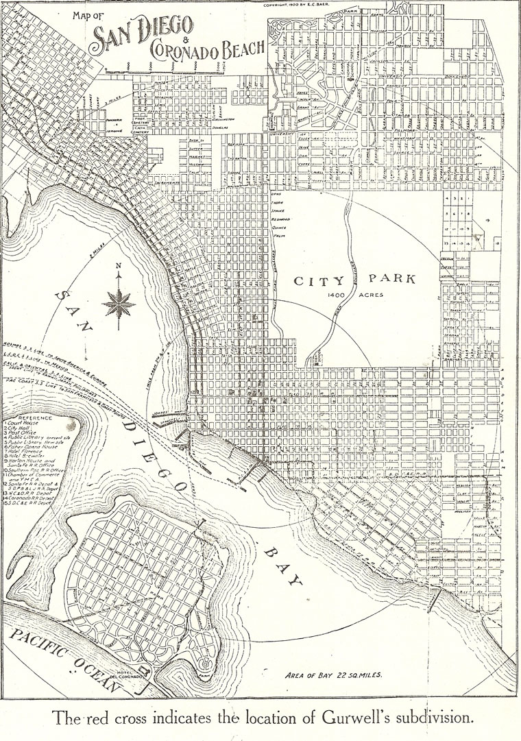 Map of San Diego and Coronado Beach c. 1900
